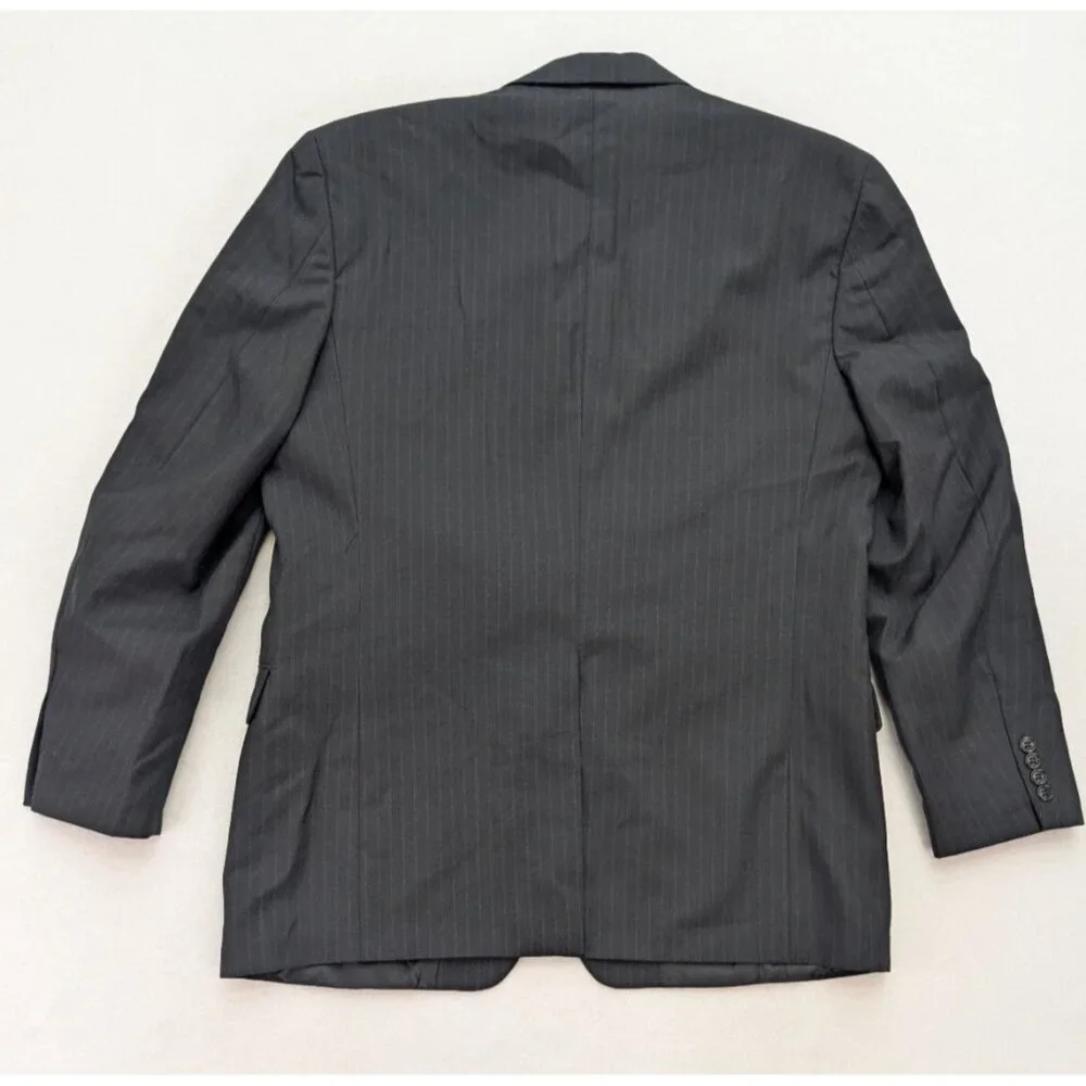 Kilburne and Finch Men's Blazer Jacket Sport Coat Size 44L Black Pinstripe